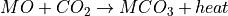 MO + CO_2 \rightarrow MCO_3 + heat